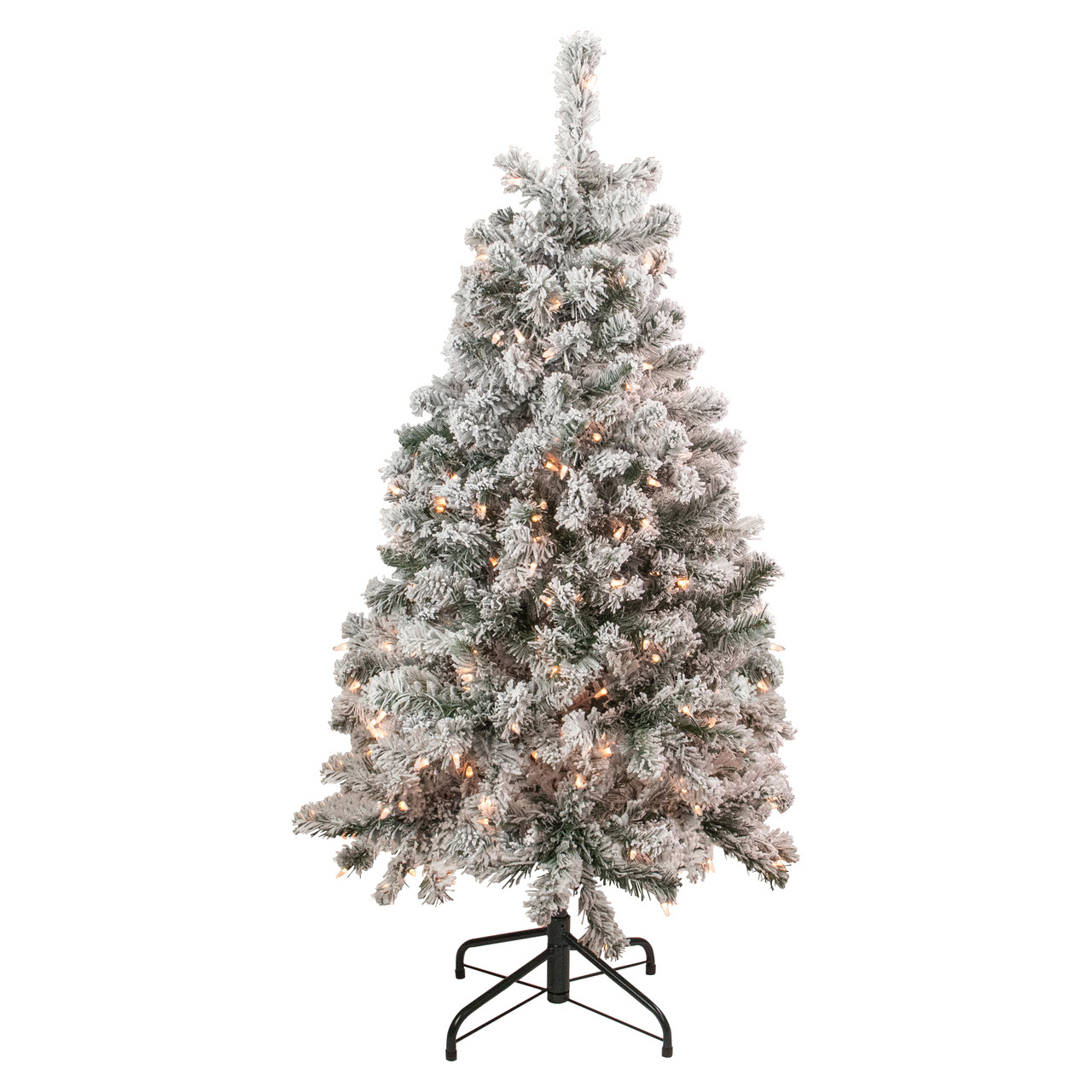 4.5' Pre-Lit Flocked Madison Pine Artificial Christmas Tree, Clear Lights