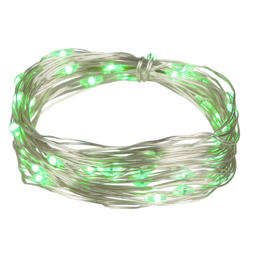 50-Count Green LED Micro Fairy Christmas Lights - 16ft, Copper Wire