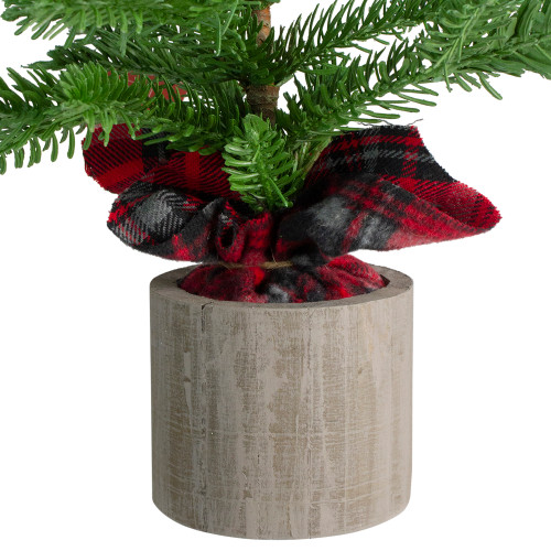 Potted Pine Medium Artificial Christmas Tree with Plaid Skirt - 1.3' - Unlit