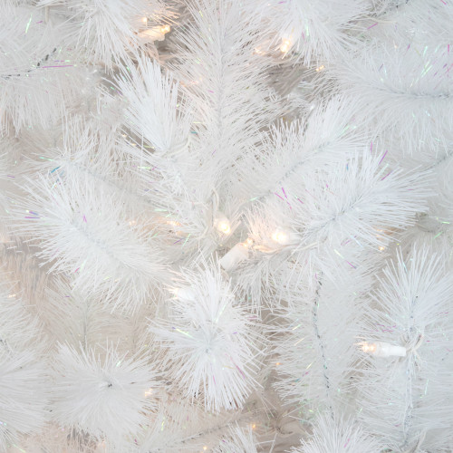 7.5' Pre-Lit White Alaskan Pine Artificial Christmas Tree, Warm White LED Lights