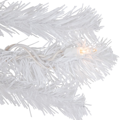 Pre-lit Snow White Artificial Christmas Garland - 9' x 12" - Clear Lights
