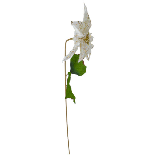 24"  White and Gold Artificial Christmas Poinsettia Flower