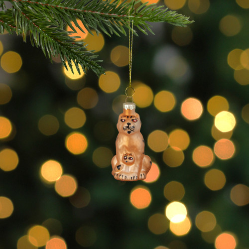 3" Orange and Black Glass Leopard Christmas Ornament