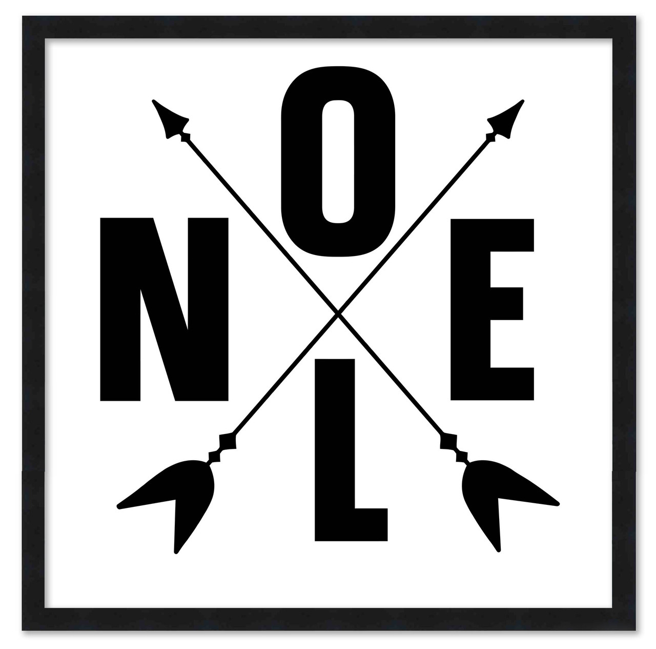 Noel Campsite Compass  15.5" x 15.5" Framed Christmas Wall Decor Art Print Sign Poster in a Black Wooden Frame with UV Acrylic and Hangers