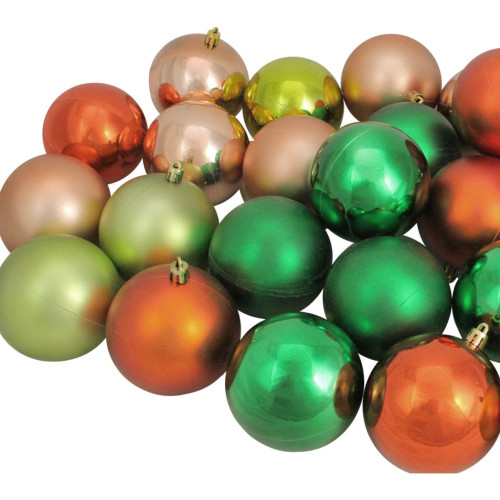 32ct Green and Orange Shatterproof 2-Finish Christmas Ball Ornaments 3.25" (80mm)