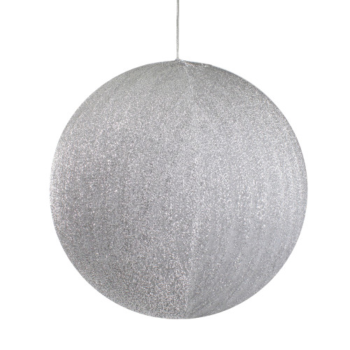 Tinsel Inflatable Christmas Ball Ornament Outdoor Commercial Decoration - 19.5" - Silver