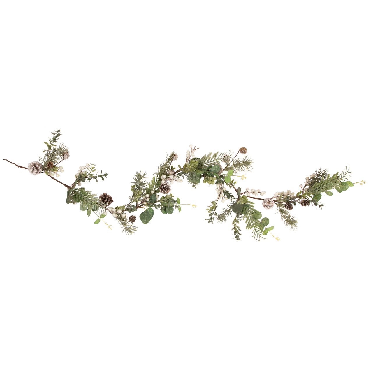 5' White Berry, Eucalyptus and Pinecone Christmas Garland - Unlit