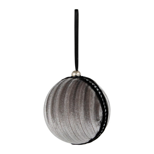 Sequin and Glitter Christmas Ball Ornaments with Ribbon - 2.75" - Black - Set of 4