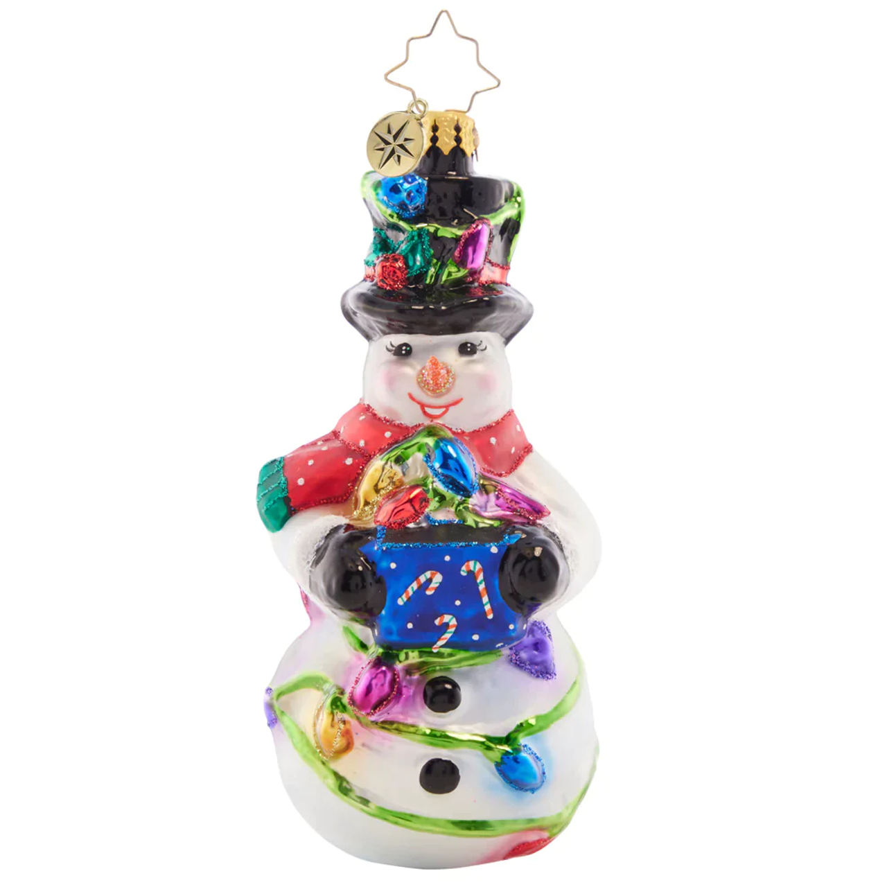 Christopher Radko Light The Night Snowman Glass Christmas Ornament 1021614