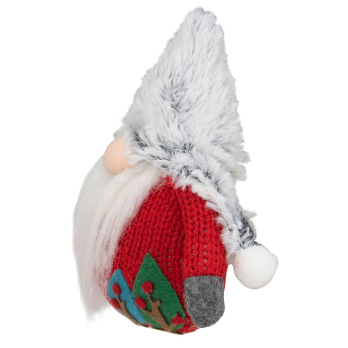 6" Plush Red and Gray Stuffed Christmas Gnome