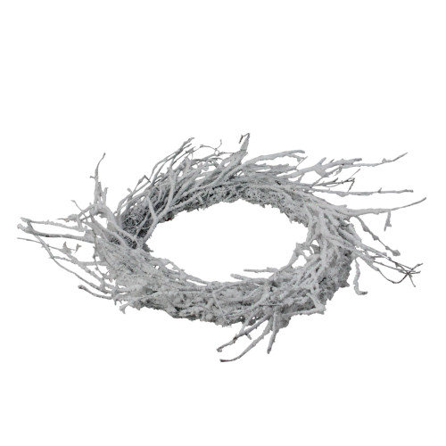 Snow Flocked and Iridescent Glitter Twig Artificial Christmas Wreath - 24-Inch, Unlit