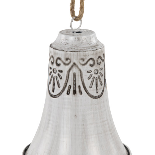 Embossed Bells Christmas Ornaments - 6" - White - Set of 2