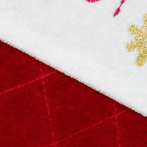 19" Quilted Red Velvet HO! HO! HO! Embroidered Christmas Stocking