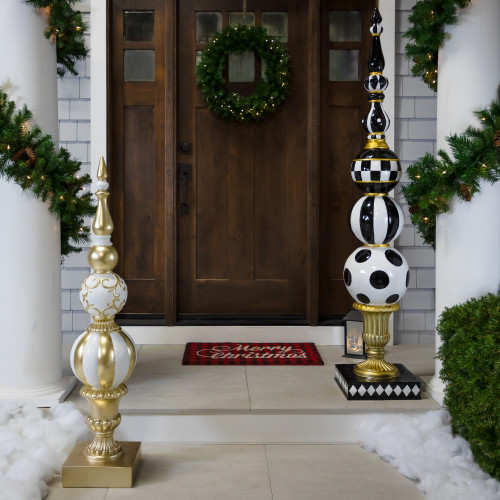 Ball Finial Commercial Size Christmas Decoration 48" - Gold and White