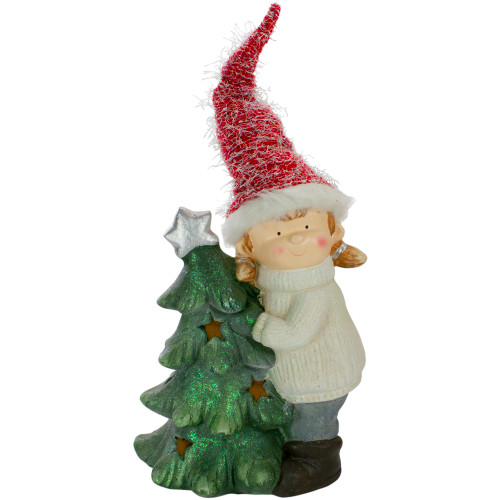 Smiling Girl Hugging a Star Tree Christmas Figure - 30"