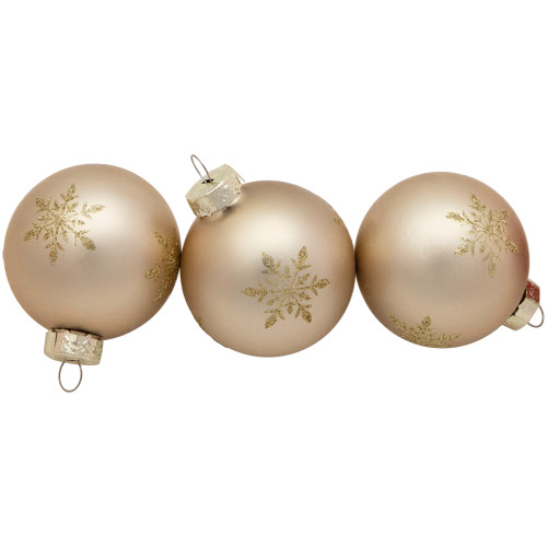 6ct Red and Gold Snowflake Glass Ball Christmas Ornaments 2.5"