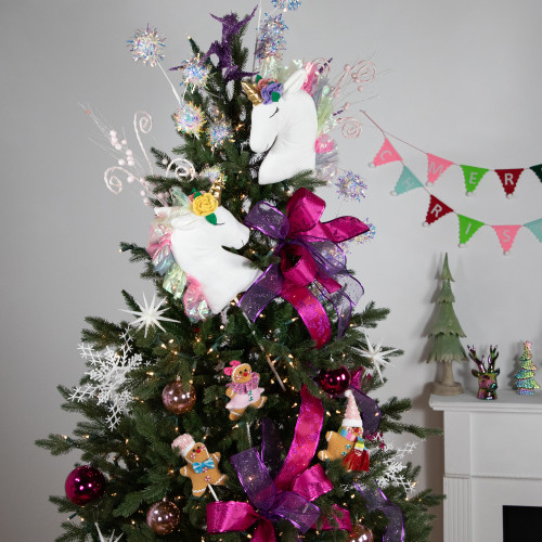 Plush Rainbow Unicorn Christmas Picks - 24" - Set of 2