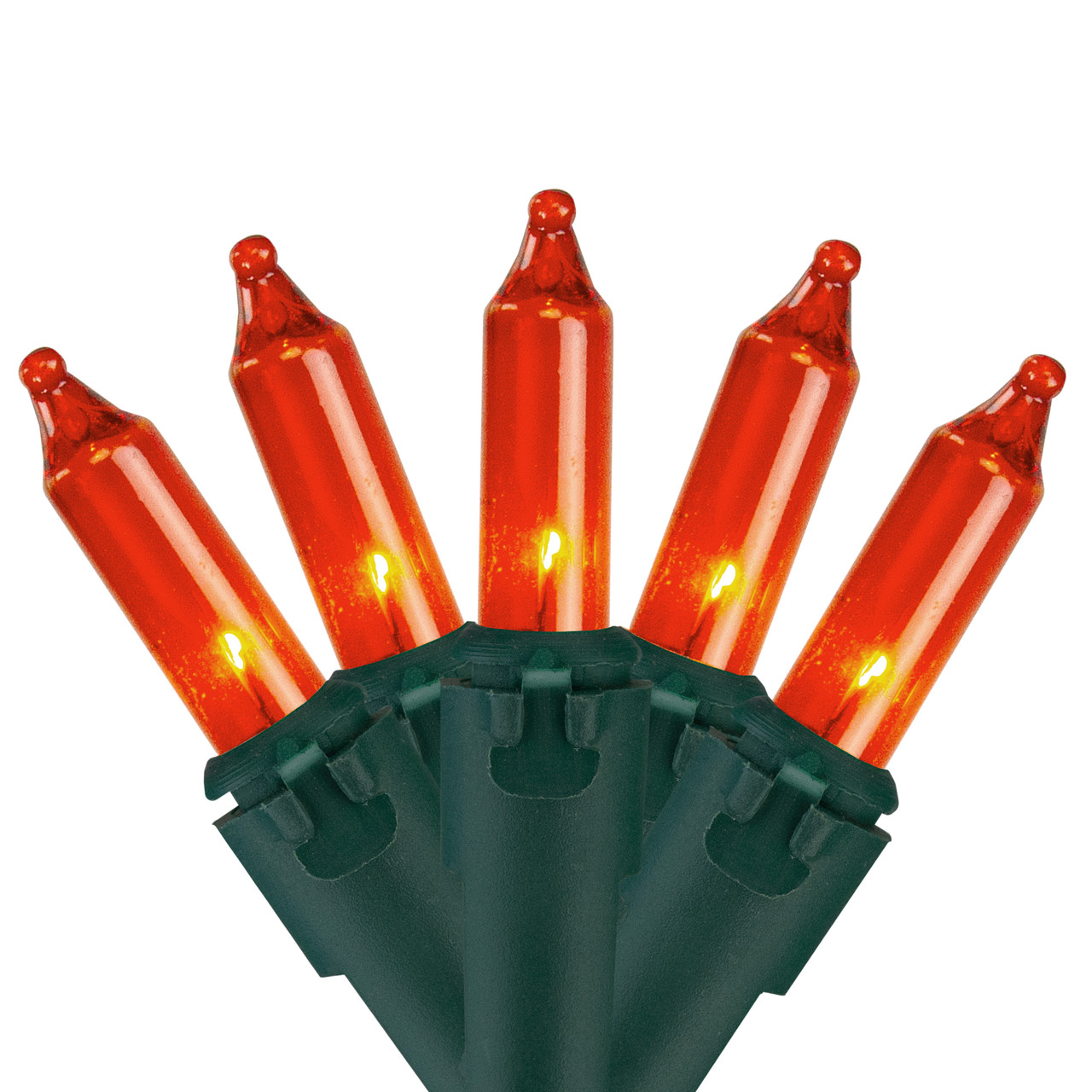 Mini Incandescent Christmas Lights - Orange - 20.25' Green Wire - 100ct