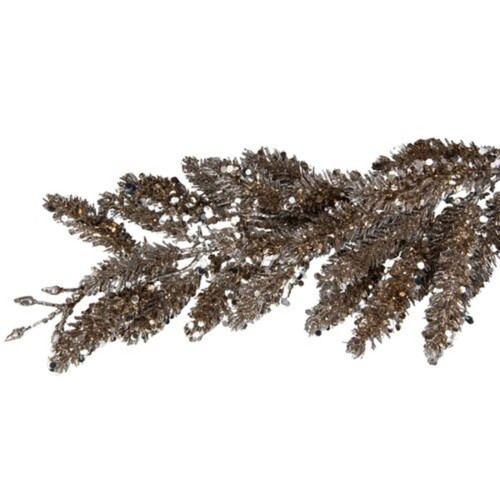 48" Brown and Silver Glittered Weeping Pine Artificial Christmas Spray