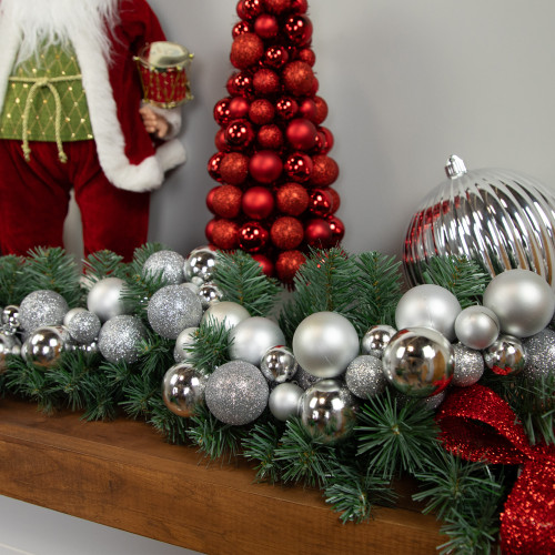 6' Silver Shatterproof Ball 3-Finish Christmas Garland