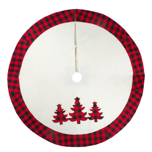 48" White, Red and Black Buffalo Plaid Tree Christmas Tree Skirt