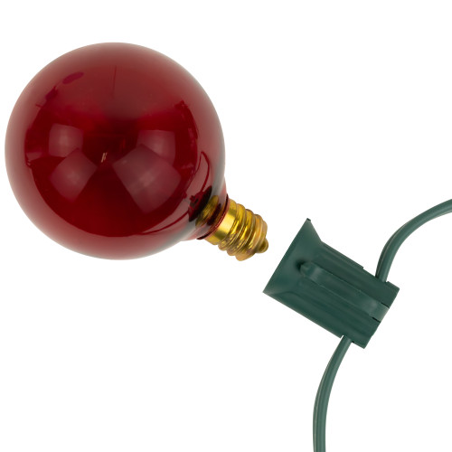 10-Count Red G50 Globe Christmas Patio Lights- 9ft, Green Wire