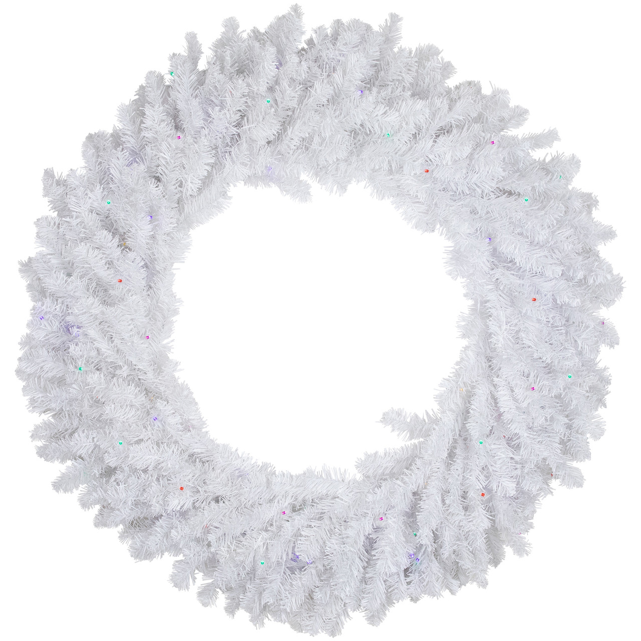 Pre-Lit White Pine Battery Operated Christmas Wreath - 36" - Multicolor LED Lights