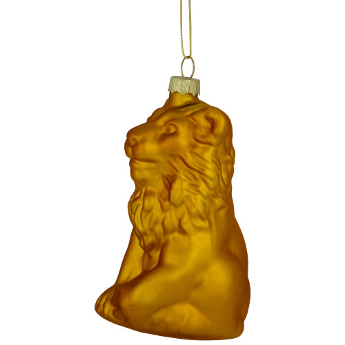 2.5" Gold Lion Glass Christmas Ornament