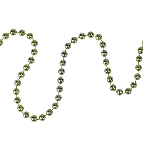 15' x 0.25" Shiny Metallic Lime Green Beaded Artificial Christmas Garland - Unlit