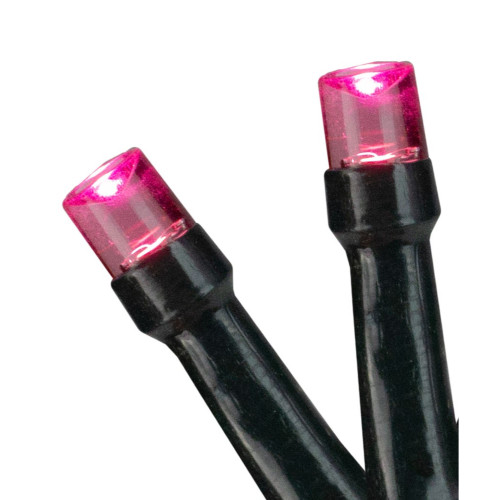Battery Operated LED Christmas Lights - Pink - 9.5' Black Wire - 20ct