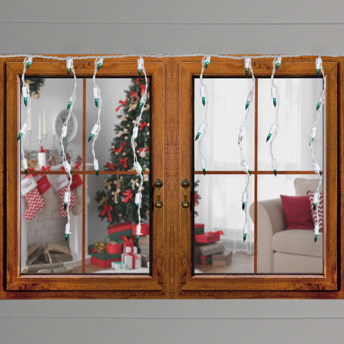 100 Count Teal Mini Icicle Christmas Lights, 3.5 ft White Wire