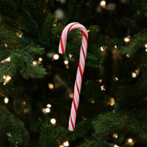 Peppermint Candy Cane Christmas Ornaments - 7" - Red and White - 12 ct