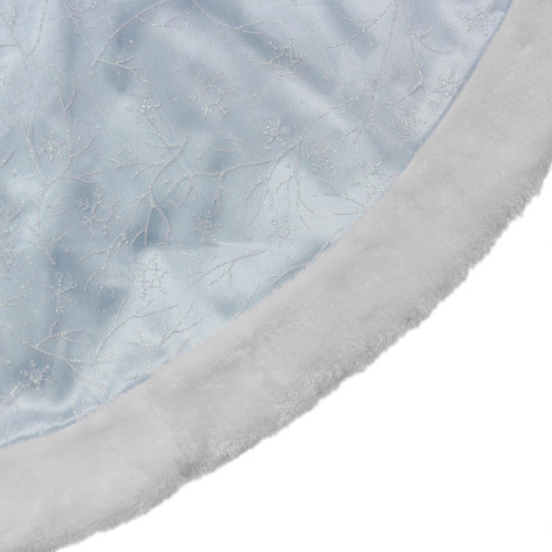 48-Inch Sheer Blue Organza with Glitter Christmas Tree Skirt