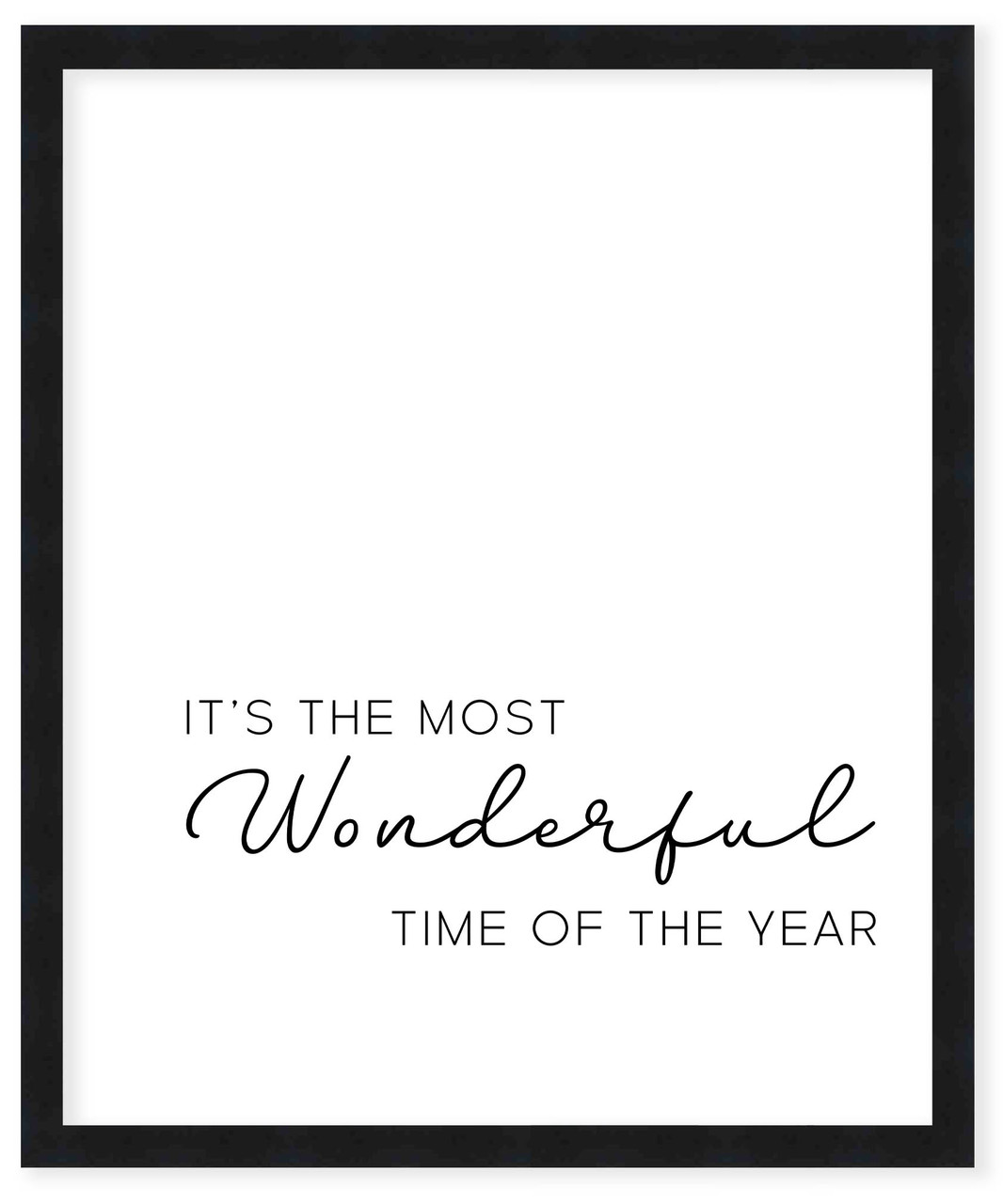 It's the Most Wonderful Time of the Year 19.5" x 25.5" Framed Christmas Wall Decor  Sign Poster in a Black Wooden Frame with UV Acrylic and Hangers