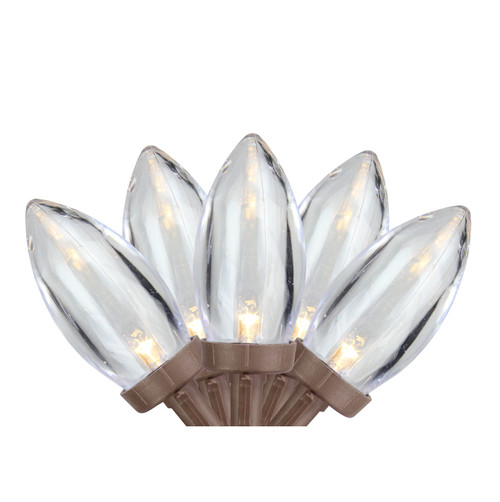 25 Warm White LED C9 Christmas Lights - 16 ft Brown Wire