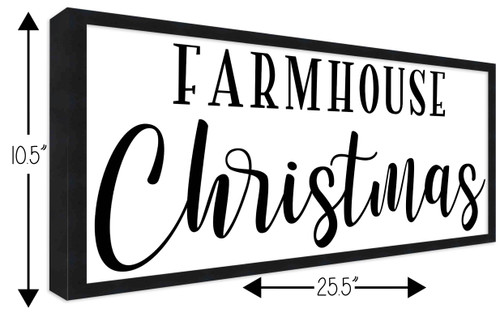 Farmhouse Christmas 10.5" x 25.5" Framed Christmas Wall Decor Art Print Sign Poster in a Black Wooden Frame with UV Acrylic and Hangers