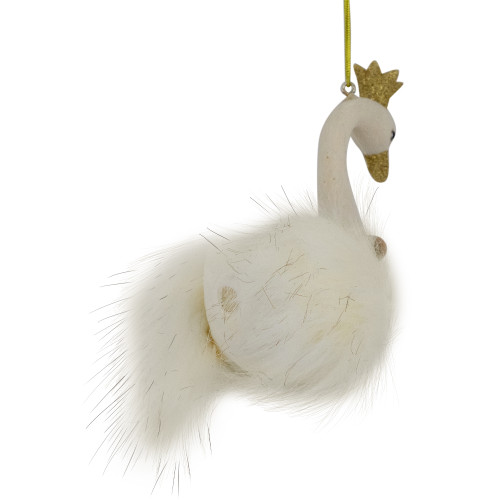 4.5" White Swan Glass Christmas Ornament