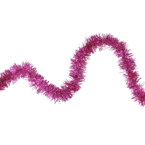 Shiny Traditional Tinsel Commercial Christmas Garland - 50' - Pink - Unlit