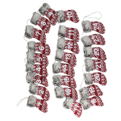 7.8' x 5" Red and Gray Countdown Christmas Stocking Garland - Unlit