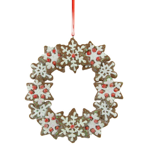 4.5" Gingerbread Snowflake Wreath Christmas Ornament
