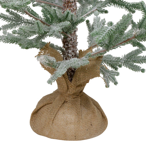 4' Snow Covered Frosted Pine Artificial Christmas Tree with Jute Base �C Unlit