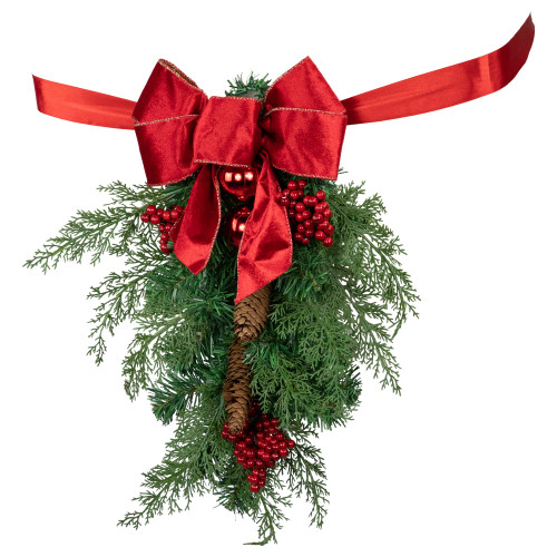 Set of 2 Mixed Cedar and Pine Christmas Chair Back Swags