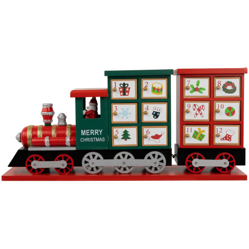 16.5" Locomotive Train Wooden Christmas Advent Calendar