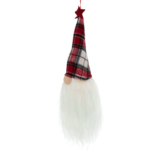 9" LED Lighted Red Plaid Gnome Christmas Ornament