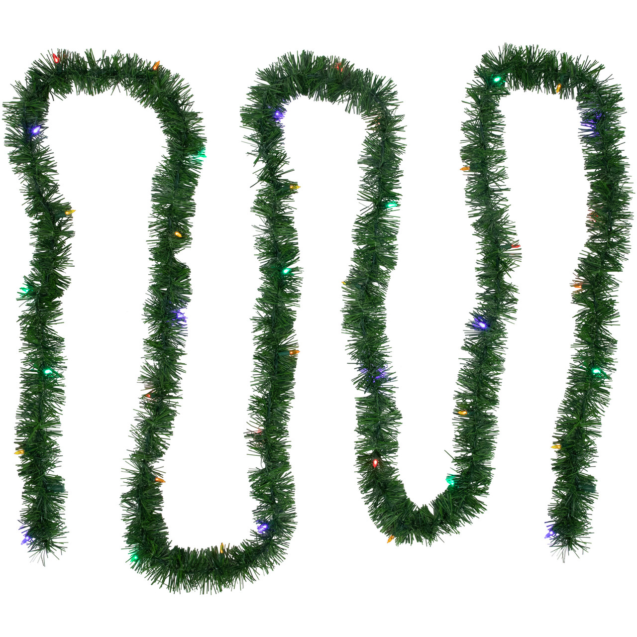 18' x 3" Pre-Lit Pine Artificial Christmas Garland, Multicolor LED Lights
