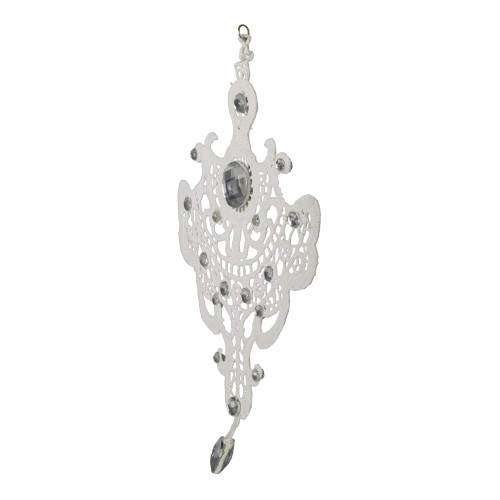 9.5" White Elegant Jeweled Lace Doily Style Christmas Ornament