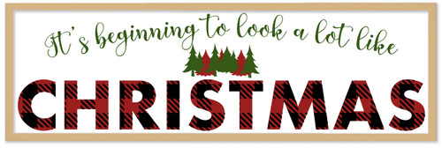 Big It's beginning to look A Lot Like Christmas 9.5" x 28.5" Framed Christmas Wall Decor  Sign Poster in a Natural Wooden Frame with UV Acrylic