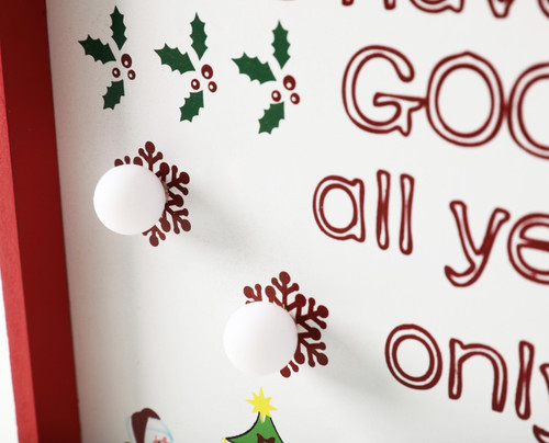 BRUBAKER Christmas Countdown Calendar - Wooden Board with Calendar Sheets - White with 6 LED Lights - 11 x 1.57 x 14 inches