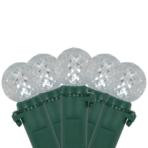 LED G12 Berry Christmas Lights - Pure White - 16' Green Wire - 50 ct