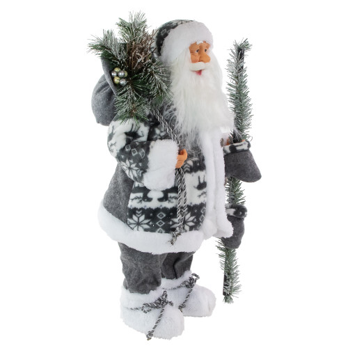 24" Gray and White Nordic Santa Claus Christmas Figure